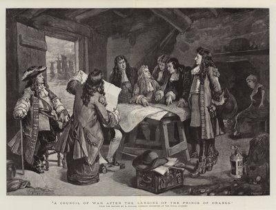 Een krijgsraad na de landing van de Prins van Oranje door Henry Gillard Glindoni
